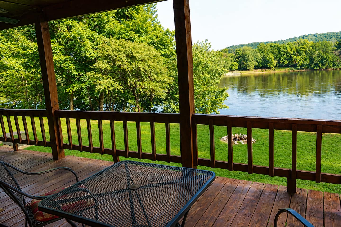 Porch seating · river view